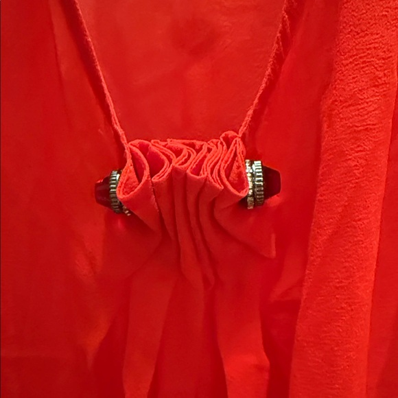 Roberto Cavalli Vibrant  Red Sheer Kimono shirt with ornate detail - Picture 3 of 9